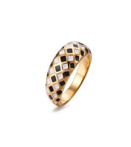 18k Gold Fashion Black White Band Vintage Band Rings for Women Men Simple Ring Jewelry1091218