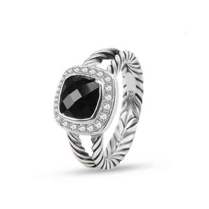 Bijoux de mode en or 18 carats de luxe, bagues de fiançailles en argent pour femmes, bague d'amour incrustée de couleur onyx noir, accessoires de banquet en zircon