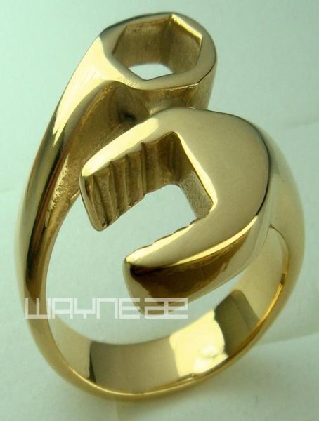 Outils en forme de clé en or 18 carats anneau en acier inoxydable R153 Taille 7157538872