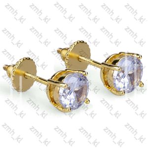 Hip Hop Gold 18K Iced Out CZ Zirconia Round Boucles d'oreilles pour hommes et femmes Boucles d'oreilles en diamant Studs Rock Rock Jewelry Gifts Taille 3 mm 4 mm 5 mm 6 mm 10 mm 659