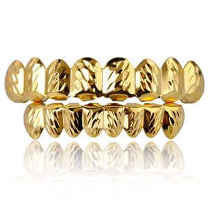 18K goud hip hop vampier gehamerde tanden Fang Grillz tandheelkundige mond grills beugels tand Cap Rapper sieraden voor cosplay partij groothandel 7065