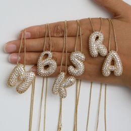 18k gouden ijsje uit zirkoon brief initiële hanger ketting voor vrouwen mannen doos kettingnaam charmes collier ballon alfabet kettingen ontwerper sieraden vrienden