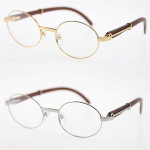 18k Oro limitado Madera Forma ovalada Cara Gafas de sol Gafas Gafas redondas Gafas de madera Hombres mujeres Lente transparente masculina y femenina209z