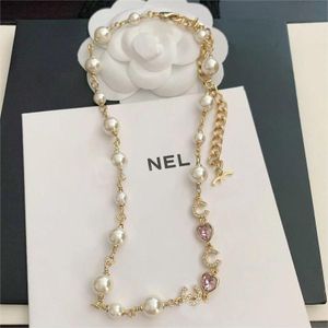 18K Gold Luxury C Letters Sailormoon ketting Designer sieraden voor vrouwen hebben Moissanite Chain Choker Pearl Beads Letter Diamond hanger kettingen