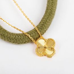 18k or luxe laser trèfle designer pendentif colliers femmes filles marque fleur lien chaîne courte tour de cou élégant collier bijoux cadeau d'anniversaire