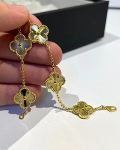 18k or luxe laser trèfle designer pendentif colliers pour femmes filles marque cinq feuilles fleur lien chaîne tour de cou court collier élégant joli bijoux