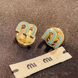 Boucles d'oreilles de créateur en or 18 carats avec lettres M pour femmes, rétro, vintage, luxe, cercle rond, double face, boucles d'oreilles chinoises, boucles d'oreilles, breloques, jolis bijoux