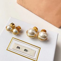 18k gouden M merkletters designer oorbellen stud voor vrouwen retro vintage luxe parel ronde bal dubbelzijdig dragen Chinese oorbel oorbellen oorringen charme sieraden cadeau