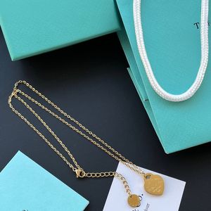 Colliers avec pendentif en or 18 carats, marque de luxe, bijoux, longues chaînes, boutique d'automne, collier en acier inoxydable, style simple, à la mode, cadeau d'amour