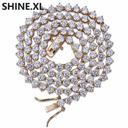 Collier de tennis plaqué or 18 carats, 1 rangée de diamants de 4MM et 6MM, chaîne glacée Macro Pave CZ Hip Hop, 229c