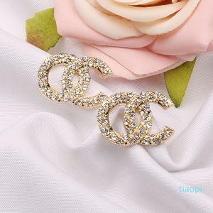 18K vergulde 925 zilveren luxe merk designer brief oorbellen bloem geometrie dames ronde kristallen strass parel oorbellen bruiloft