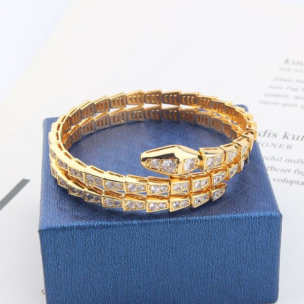 Pulseras de brazalete de serpiente chapadas en oro de 18 quilates para mujeres y hombres, pulseras de tenis con diamantes infinitos, joyería de diseño de lujo, fiesta de moda, regalos de boda, pareja y niñas