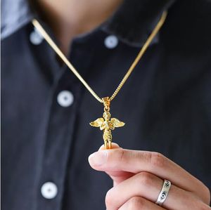 18K vergulde jongen engel hanger micro engel stuk ketting voor mannen vrouwen hiphop charme sieraden groothandel