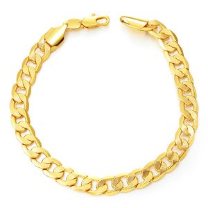 Pulsera chapada en oro de 18 quilates, joyería para hombres, venta al por mayor, pulsera de cadena de moda de 7MM
