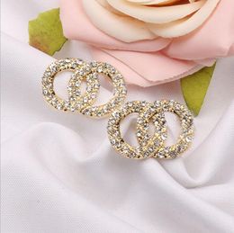 18K vergulde merkontwerpers letters oorknopjes 925 zilveren bedel dames kristal strass parel oorbel voor bruiloftsfeest sieraden accessoires