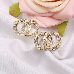 Pendientes chapados en oro de 18 quilates con letras de diseñadores, pendientes de plata 925 con dijes, pendientes de perlas con diamantes de imitación de cristal para fiesta de boda, accesorios de joyería