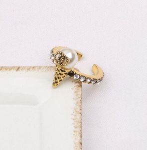 18K Vergulde Merk Dubbele Letter Band Ringen Open Koreaanse Luxe Womens Charm Designer Extravagante Metalen Ring Open Verstelbare Sieraden