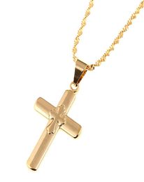 Croce cattolica placcata oro 18k Gioielli Gesù Cristo Crocifisso Croce Collana con ciondolo Gioielli per donne7667590