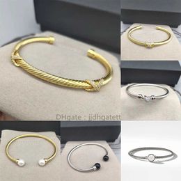 S925 goud X Cable bedelarmbanden dames Twist hoge kwaliteit tweekleurige 3MM vishaak niet-vervagende sluiting mode temperament staaldraad designer luxe armband