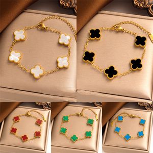 Plaqué or 18 carats Charme de mode classique Bijoux de trèfle à quatre feuilles Bracelets en nacre élégants pour femmes et hommes de haute qualité SVPA