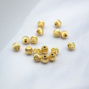 Corne de rétention de couleur plaquée or 18 carats Perles rayées Perles en métal de citrouille Cuivre Chaîne Matériaux Bracelet Entretoise Collier Accessoires en vrac