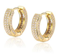 Pendientes de zircón de cobre chapado en oro de 18k Hombres Mujeres Hip Hop Jewelry Out Stud Earings Bling Diamond Parring for Gift