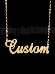 Chapado en oro de 18 quilates, colgante con placa de identificación de acero inoxidable personalizado, letra personalizada, gargantilla de plata, collar para hombres y mujeres, regalo 6598326