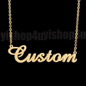 18 K chapado en oro personalizado moda acero inoxidable placa colgante personalizado letra plata gargantilla collar hombres mujeres regalo 211M