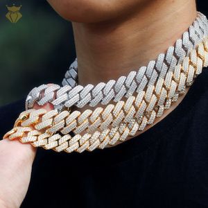 18K GOUD VERPLICHT CZ 10-12 MM brede hiphop ijsjes uit sieraden bling vvs Moissanite Diamond Miami Cuban Link Chain ketting mannen