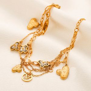 Bracelet de créateur en or 18 carats conception de chaîne double couche Bracelet cadeau en acier inoxydable sans changement couleur toute nouvelle lettre de mariage fille bijoux de mariage