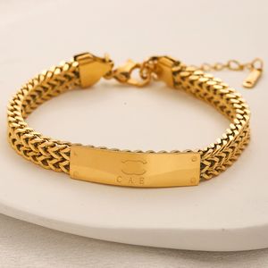 Bracelets de chaînes de créateurs plaqués or 18 carats pour femmes, étiquette de logo de marque correcte, plaqué argent, mode, cadeau en acier inoxydable, cadeaux de luxe de qualité, cadeaux pour couple 17 + 5 cm