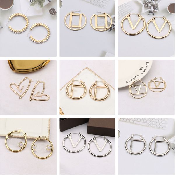 Boucles d'oreilles de cerceau de créateur en or 18 carats pour les femmes filles luxe en or géométrique Hugge oreille Gift de la Saint-Valentin