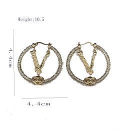 18K Plaqué Or Designer Lettres Stud Dangle Lustre Longue Boucle D'oreille Cristal De Luxe Marque Femmes Strass Perle Boucles D'oreilles De Noce Jewerlry Accessoires