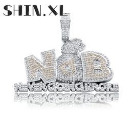 Sac en argent plaqué en or 18 carats pendentif de personnalité hip hop glacée pleine de collier de collier de zircon pour Men6189197