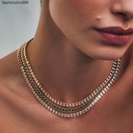 Collier ras du cou géométrique plaqué or 202418k pour femmes, bijoux à la mode, lunette de différentes formes, chaîne de Tennis CZ