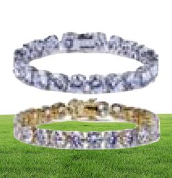 Bracelet de chaîne de tennis zircon de Hip Hop Gold 18K Bracelet 8 10 mm Iced Out Diamond for Men Women Women Cuban Chains Rapper Jew3843690