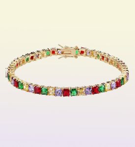 Bracelets de tennis de tennis Hip Hop Multicolor Gold Hip Hop 18K