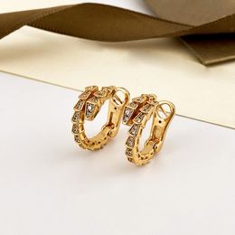 Cerceaux d'oreille en or 18k plaqués en or Stumes de boucles d'oreille Saint-Valentin 3 styles Twisted Serpent Design Snakelike Jewelry Pendant Pendants Couceaux Cerceaux avec des pierres sans pierre Cadeau Gift