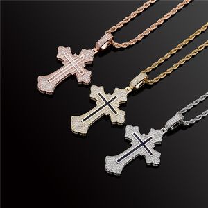 18K Vergulde Iced Out Diamond Vintage Christus Cross Ketting Hanger voor Mannen Vrouwen