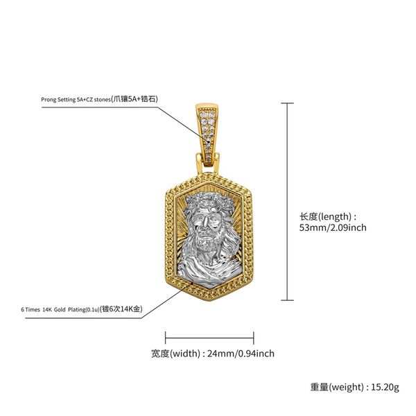 18K Gold plaqué Jésus Old Man Pendant Brand Pendant Collier Bijoux Hip Hop Gift Hip Hop Brand