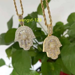 18K vergulde sieraden Bling Zirconia Diamond hiphop Hamsa Hand initiële gelaagdheid ketting bulk