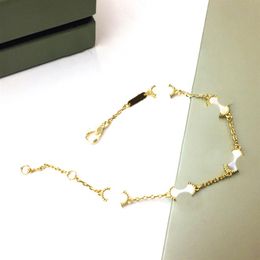 18k plaqué or feuille bracelet de mariage bracelet chaîne femme classique mode style trèfle chaîne accessoires avec pochettes à bijoux Poch252b