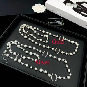 18K Plaqué Or Marque De Luxe Designer Pendentifs Colliers 925 Argent Cristal Perle Titane Acier Lettre Ras Du Cou Pendentif Collier Chandail Chaîne Bijoux Accessoires