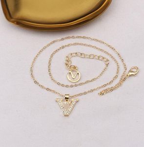 18K GOUD GOLD LUXury Brand Designer Hangers kettingen V Letter Choker Hangketting Ketting Ketting Juwelier Accessoires Geschenken