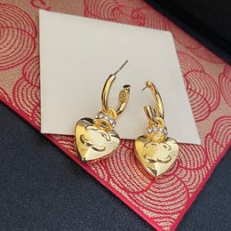 18K GOUD GOLD LUXury Brand Designers Letters Stud Earrings Classic Style Geometric Women Crystal Rhinestone Pearl Brass Earring Wedding Party Joomerlry