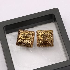 18K Vergulde Luxe Merk Ontwerpers Letters Stud Clip Ketting Metalen Vierkante Geometrische Beroemde Vrouwen 925 Zilver Kristal Strass Oorbel Bruiloft Sieraden