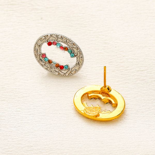 18K Plaqué Or Marque De Luxe Designers Lettres Stud En Acier Inoxydable Géométrique Célèbre Femmes Cristal Strass Coeur Boucle D'oreille De Noce Bijoux Accessoires