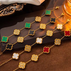 Bracelet de charme de luxe plaqué or 18 carats Trèfle à quatre feuilles Bijoux de créateur Bracelets de nacre élégants pour femmes de haute qualité Evde