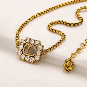 18K Gold vergulde luxe designer ketting voor vrouwen merk dubbele letter diamant hanger ketting kettingen sieraden accessoire hoge kwaliteit nooit vervagen 16stijl