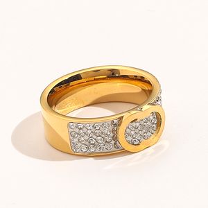 18K Vergulde Luxe Designer Ringen Merk Retro Mode Vrouwen Diamanten Ring Kristal Bruiloft Sieraden Verlovingsring 20stijl